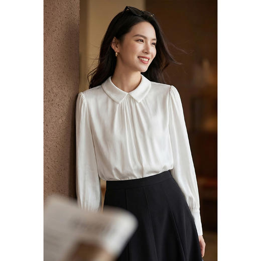 米思阳2026春季法式高级感灯笼袖上衣减龄小翻领OL时尚衬衫女4264 商品图2