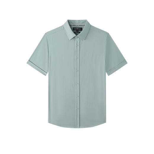 德鲨鲨鱼棉质短袖衬衫男青年2026夏新款休闲简约上衣打底弹力衬衣 商品图3