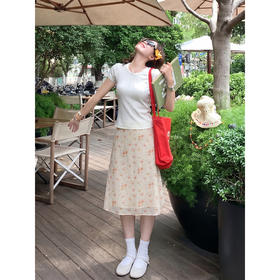 <曾小咸推荐>韩系短袖t恤女碎花裙半身裙