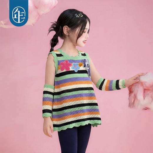 小马宝莉联名年衣童装背心夏季新款女童卡通可爱条纹针织吊带上衣 商品图3