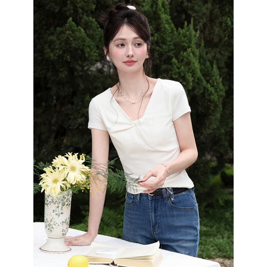 鹿向南【0328/20:00新品前一小时7折】杏色T恤 商品图4