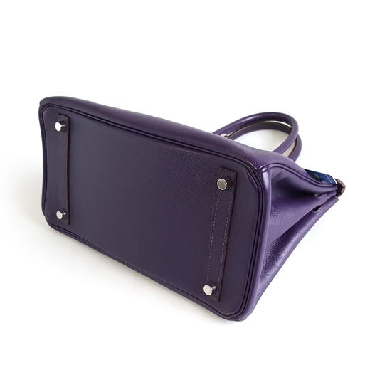 【95新】HERMES爱马仕BIRKIN紫色银扣Epsom皮Birkin 30铂金包手提包女士200326TJ06 商品图6