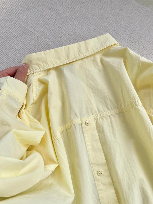 2026年春夏新款奶油芝士黄纯棉纽扣衬衫百搭显瘦巨清爽 商品图8