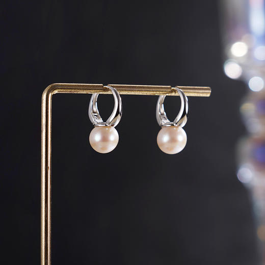 子佩集【时光简梦】银S925珍珠惜王妃耳环【E4357】8.8mm珠双色圆圈扣环2601 商品图0