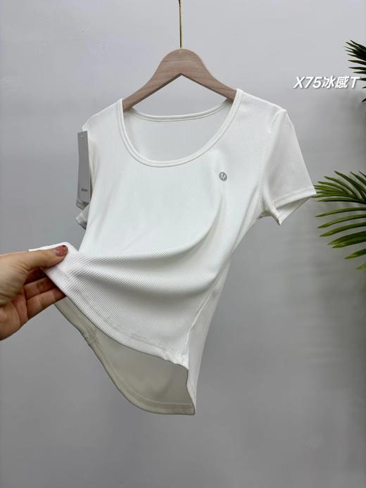 F032570一包3件装春夏新款女士三色冰感大U领燕尾短袖T恤 商品图4