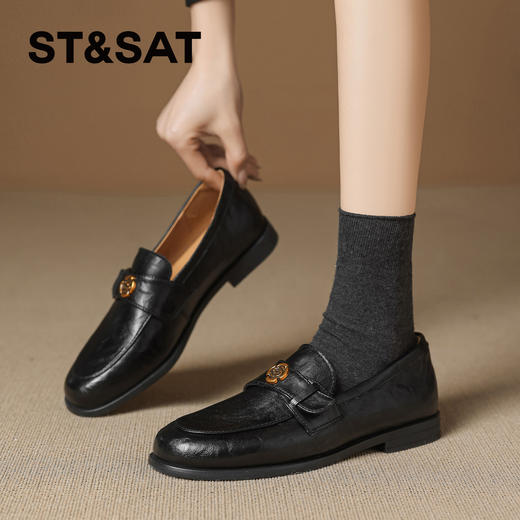 星期六26春新款复古山茶花百搭乐福鞋SSE1112C1F 商品图1