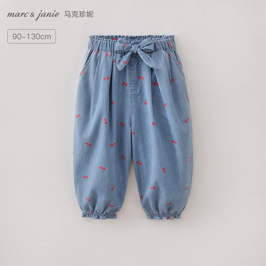 马克珍妮樱桃田园女童蝴蝶结牛仔裤2026年夏装新款560966 商品图0