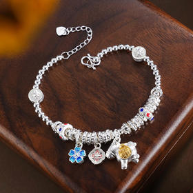 子佩集【‌萌马献瑞】银S999手串手链【SC001766】小马镀金珐琅彩腰缠万贯钱串2602