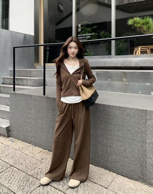 早春慵懒高级感蛋白棉绒假两件连帽套装 商品图8