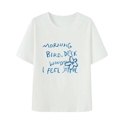 F032514新款夏季宽松白色休闲圆领短袖字母印花T恤 商品图0