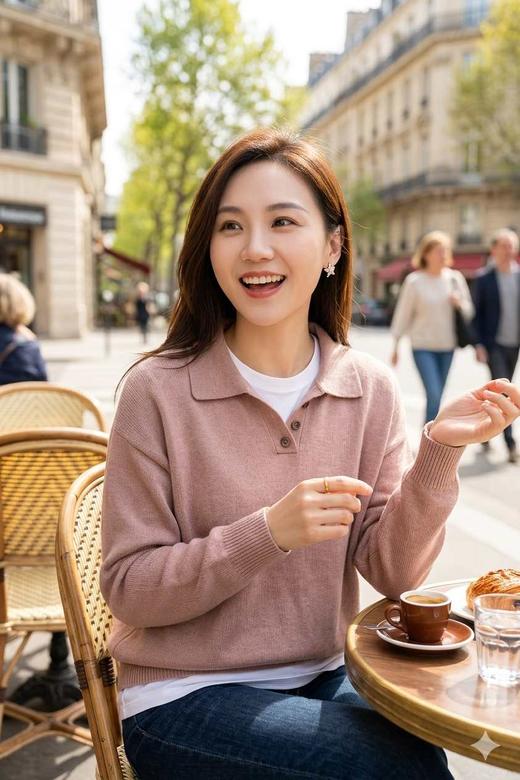 芯柔领叙|高智感翻领纽扣针织衫（一口价） 商品图1