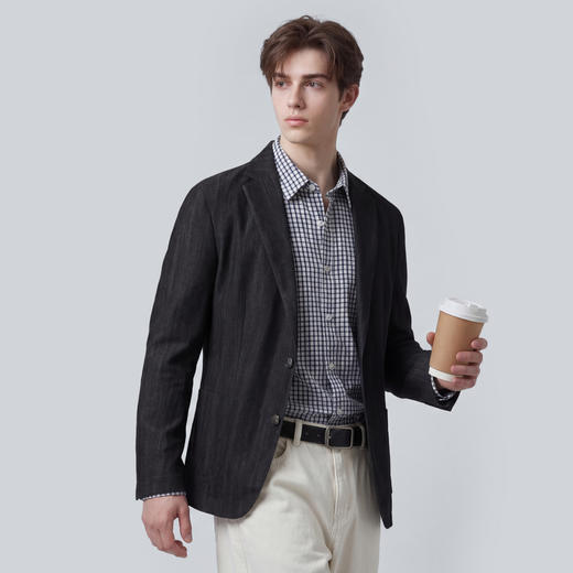 【含亚麻】圣得西休闲西装外套男2026新款春季商务绅士通勤风上衣 商品图12