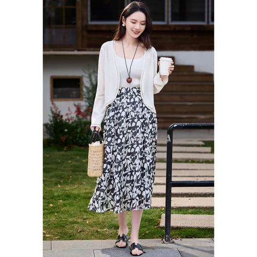 【预售10天】和纸砂针织~细腻纳米丝 米思阳2026春夏新款法式慵懒度假风针织开衫优雅长袖海边外搭上衣女1002 商品图4