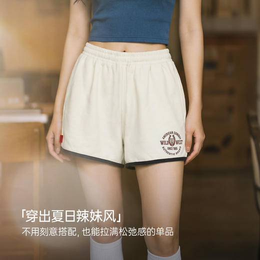 马登复古刺绣运动休闲辣妹外穿显瘦A字直筒短卫裤三分热裤女士夏 商品图2