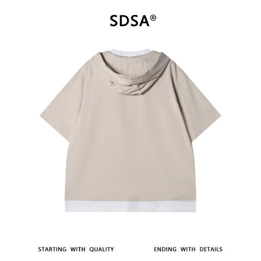 SDSA男装2026新款轻奢潮牌撞色假两件连帽短袖T恤百搭休闲上衣 商品图4