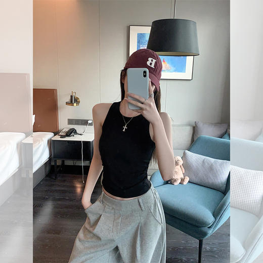 西遇韩版修身辣妹圆领背心女2026年夏季新款褶皱气质显瘦百搭上衣SS060242 商品图2