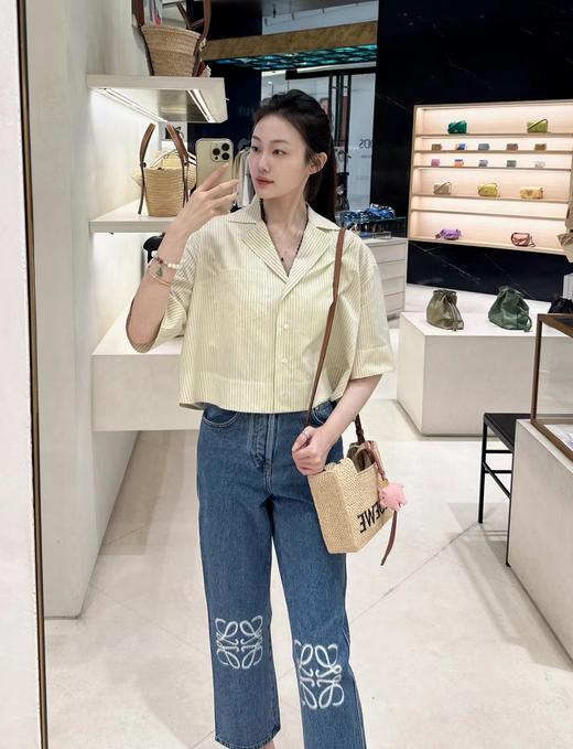 F032503刺绣logo情侣中筒中腰直筒九分设计中腰牛仔裤 商品图11