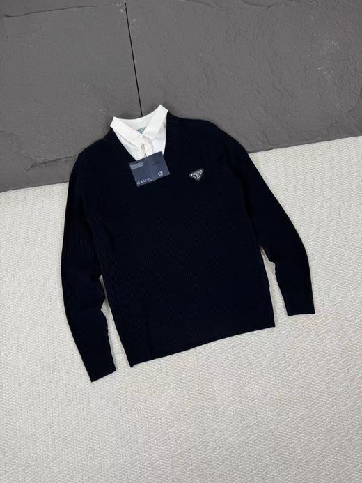 F032554假两件针织毛衣黑三角柔软亲肤针织衫男女同款 商品图3