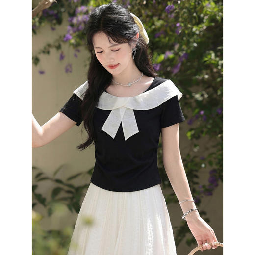 鹿向南【0328/00:00新品前一小时7折】黑色T恤 商品图0