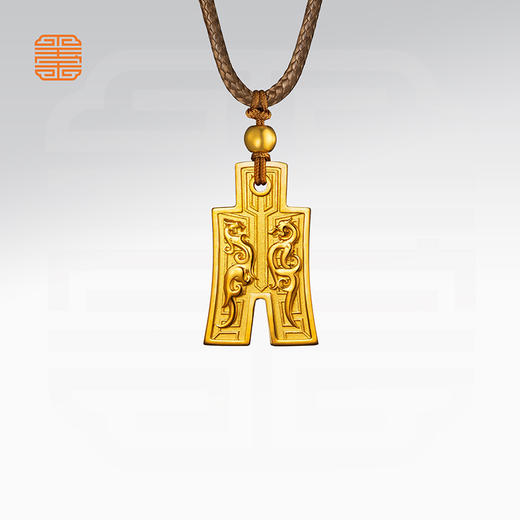 玺匠金铺《双龙护福布币》9999足金颈饰黄金吊坠项链收藏生日礼物 商品图1