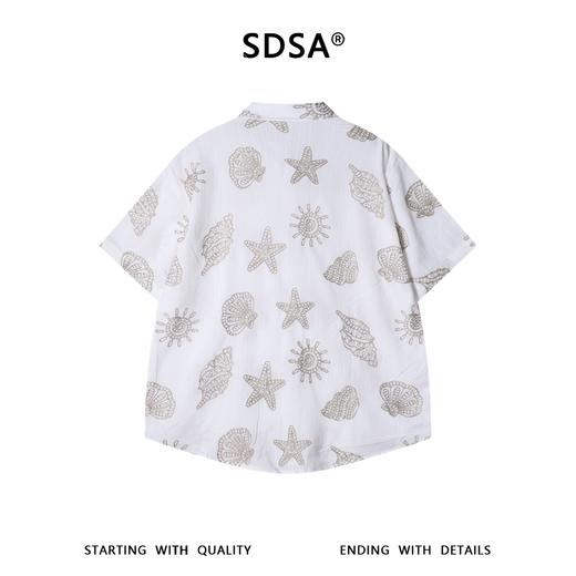 SDSA男装2026新款高贵轻奢简约刺绣贝壳海螺设计短袖衬衫百搭时尚 商品图4