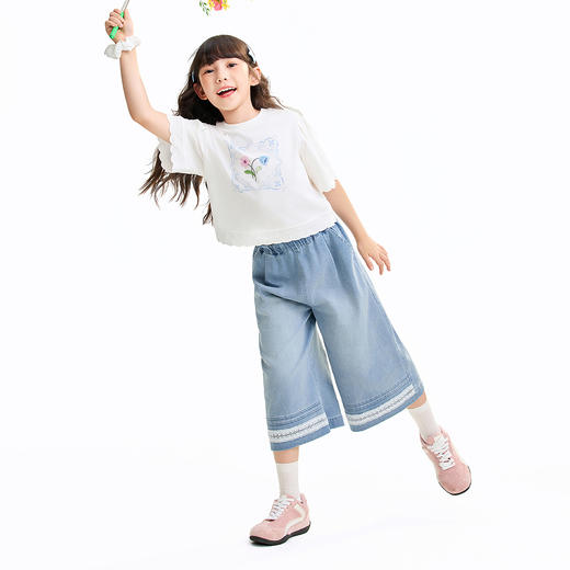 女童圆领短袖针织衫夏季新款安奈儿童装EG621642 商品图3