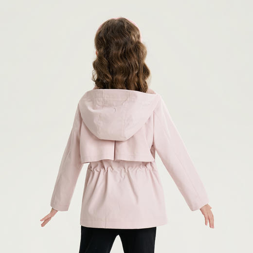 mettekids儿童外套2026夏季新款女童连帽收腰粉色拉链学院风夹克 商品图4