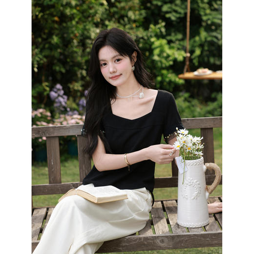 鹿向南【0328/00:00新品前一小时7折】黑色T恤 商品图3