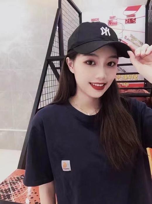 F032564纯色款美式工装简约螺纹领口亲肤刺绣短袖T恤 商品图4