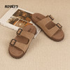 和诚行夏季新款舒适百搭真皮厚底踩屎感男式拖鞋0551293 商品缩略图3