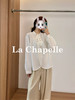 专柜实拍【森系！】拉夏贝尔/La Chapelle全棉小众高级圆领宽松净版娃娃衫双排扣简约通勤风纯棉长袖衬衫 商品缩略图1