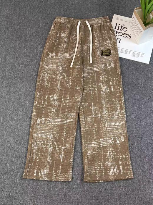 F032546宽松直筒剪裁绳松紧腰设计男女同款美式扎染休闲裤 商品图2