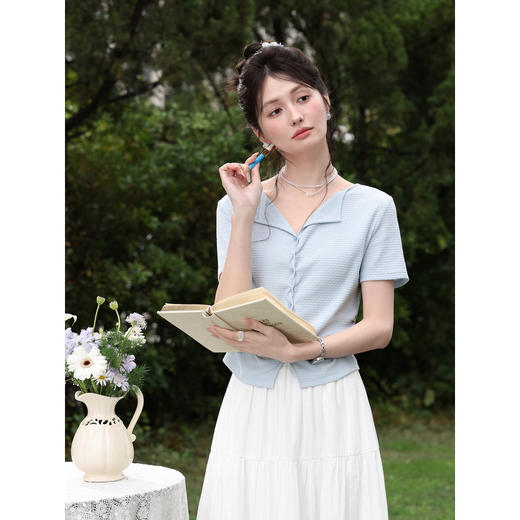 鹿向南【0328/20:00新品前一小时7折】蓝色T恤 商品图1