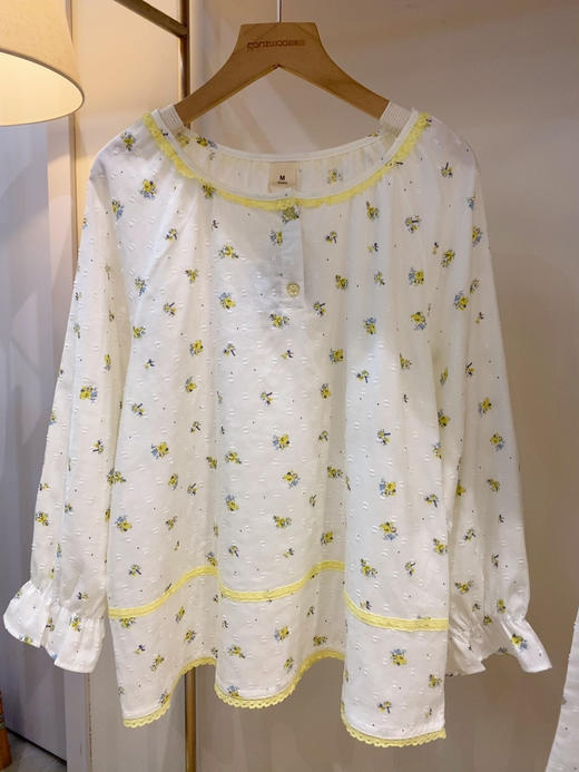 松植屋《白瑶》女士圆领全棉双层纱布长袖长裤睡衣套装 商品图1