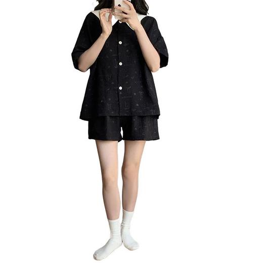 云朵棉梭织睡衣女夏季新款甜美娃娃领可外穿休闲薄款胖MM新款M-3XL★娃娃优选 商品图3