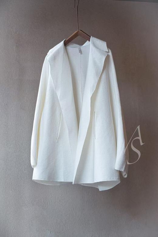 Boboutic 26SS 牛奶白/碳黑丝棉麻廓形夹克 商品图7