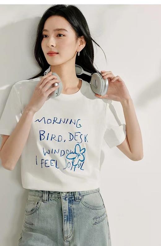 F032514新款夏季宽松白色休闲圆领短袖字母印花T恤 商品图10