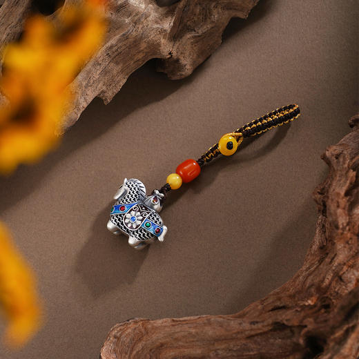 子佩集【鸿运福马】银S999钥匙扣【BJ0001683-1】小摆件花丝珐琅彩黑马2602 商品图1