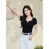 鹿向南【0328/20:00新品前1小时7折限量100件】黑色短袖T恤针织衫 商品缩略图3