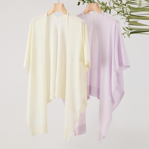 三彩2026新款冰感夏日轻薄针织披肩遮阳极简风通勤宽松廓形大气女 商品图2