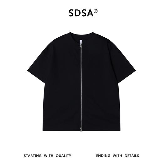 26T231SDSA男装2026新款高贵轻奢极简风纯色拉链开衫短袖T恤百搭宽松潮 商品图1