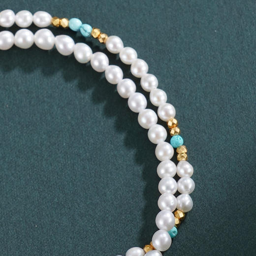 子佩集【福禄高升】银S925珍珠惜王妃手链【QNS0015】3mm珠镀金绿松石葫芦三角之力2601 商品图3