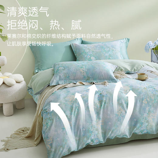 莱赛尔棉抗菌四件套(晨露花园) 商品图2