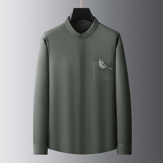 【DDA】大依优型大码男装春季立领衬衫长袖棉质商务休闲上衣加肥300斤 商品图1