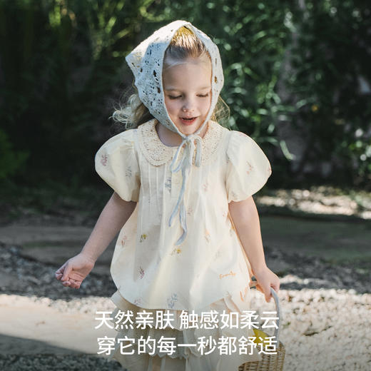 【宝宝服饰】嫚熙童装儿童娃娃衫2026新款衬衫女童娃娃领碎花女宝夏季短袖T恤 商品图2