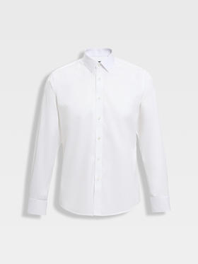 callisto白色高支纯棉挺括长袖衬衫