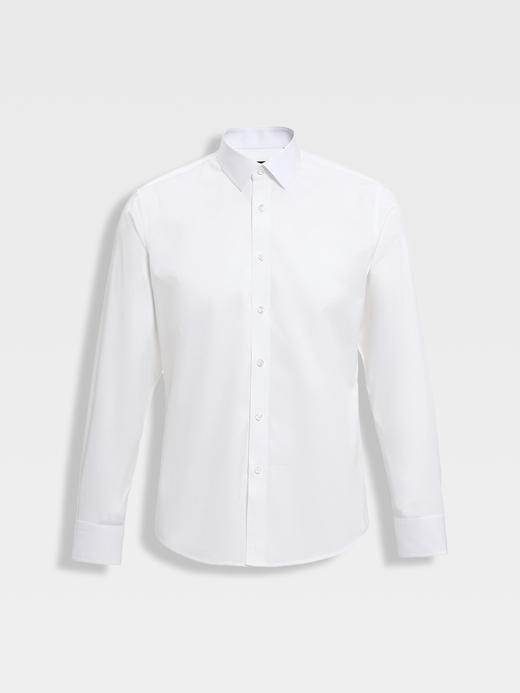 callisto白色高支纯棉挺括长袖衬衫 商品图0