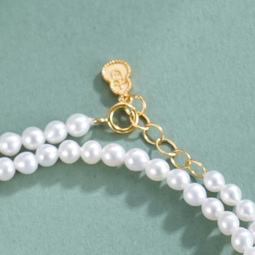 子佩集【芳华无界】银S925珍珠惜王妃手链【QNS0001】3mm珠镀金绿松石葫芦四芒星2601 商品图4