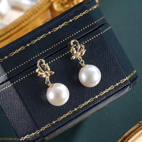 子佩集【蝴蝶知遇】银S925珍珠惜王妃耳钉【E4030】11mm珠双色蝴蝶2601