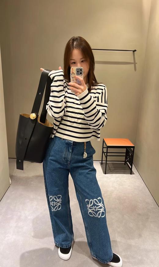 F032503刺绣logo情侣中筒中腰直筒九分设计中腰牛仔裤 商品图12